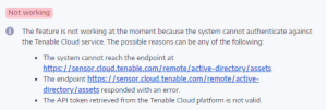 Tenable.ad 無法通過 Tenable Cloud Service 的驗證。
